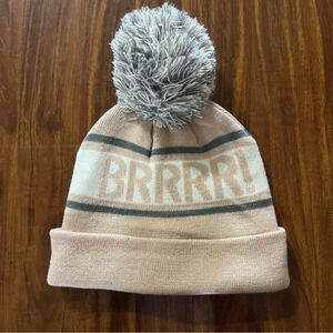 David & Young BRRRR! Knit Beanie with Pom Pom Tan Cream Grey